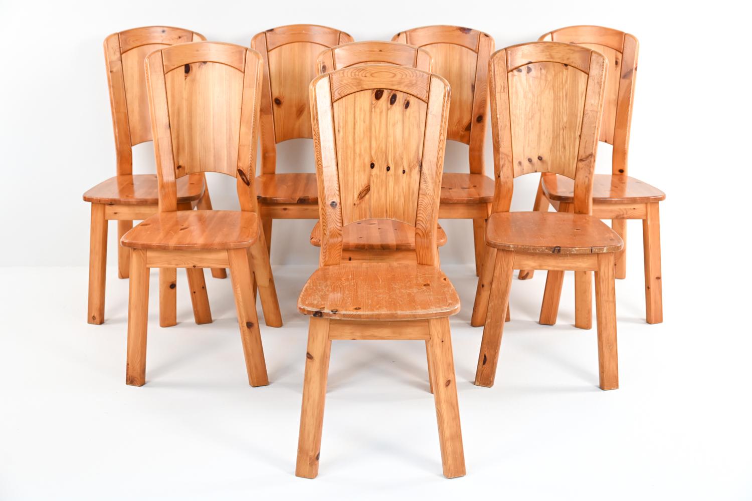 Scandinavian Modern Set of (8) 20th C. Scandinavian Pine Dining Side Chairs