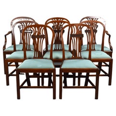 Set of 8 20th Century English Antique Georgian Style Dining Chairs