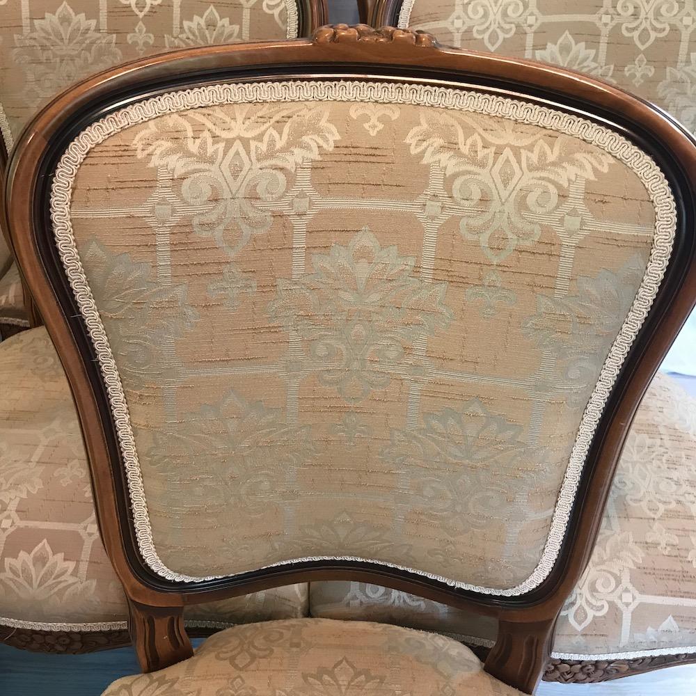 Set of 8 20th Century Wood and Upholstered Dining Chairs In Excellent Condition In Washington Crossing, PA