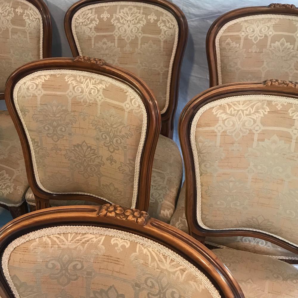 Set of 8 20th Century Wood and Upholstered Dining Chairs 1