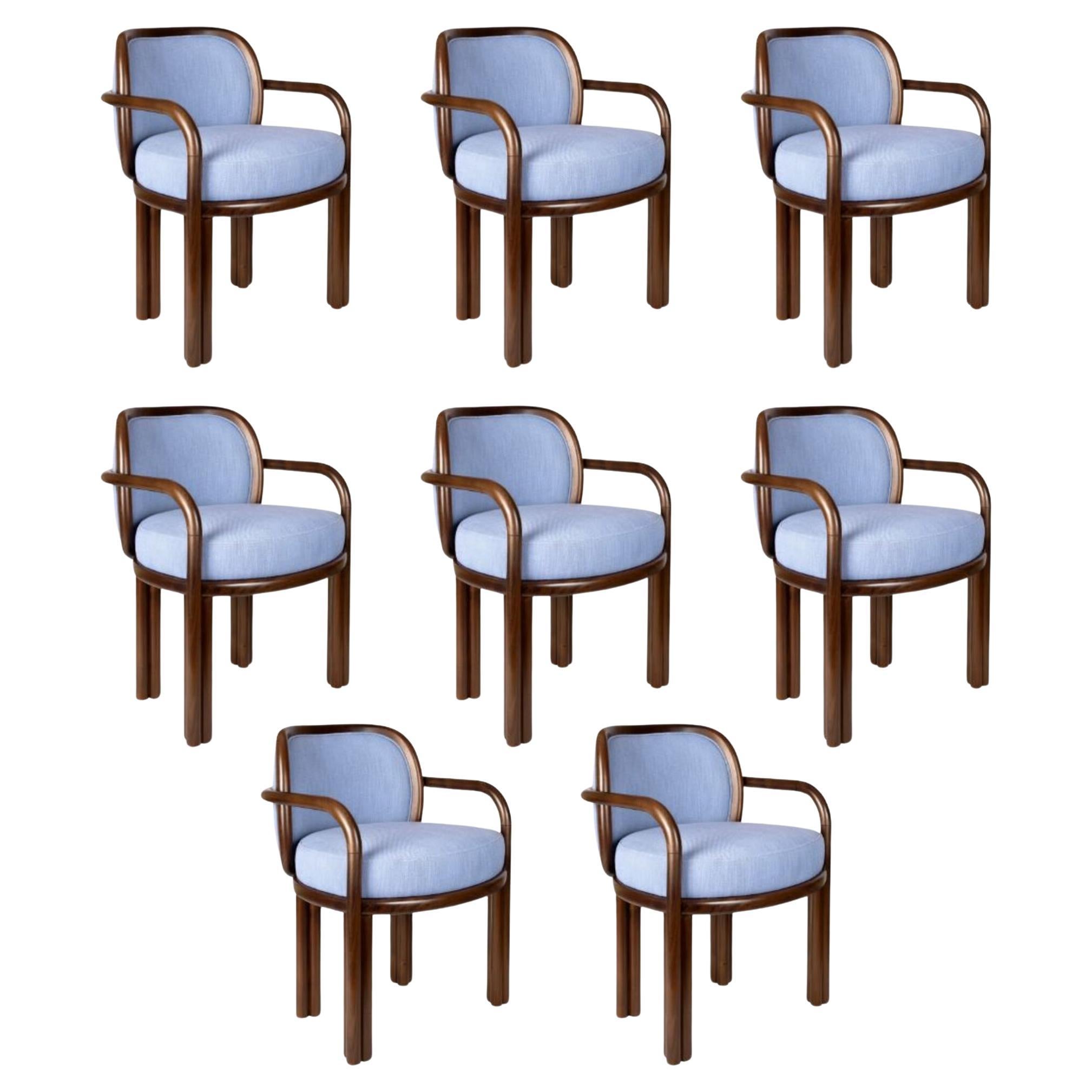 Set of 8 21st Century James Dining Chair Walnut Wood by Wood Tailors