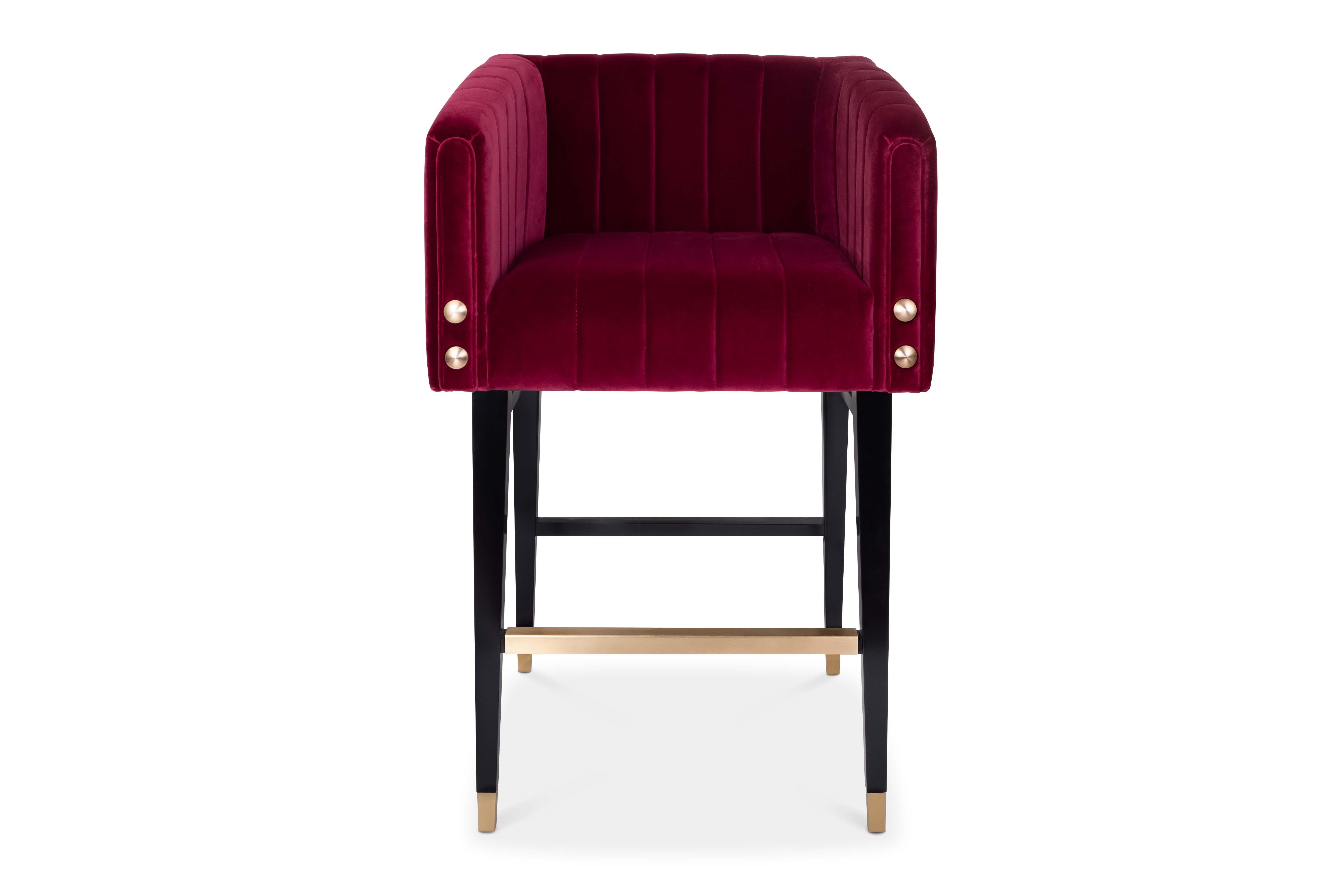 Set de 8 21st Century Leather Inglewood  Chaise de bar en Wood par Porus Studio en vente 4