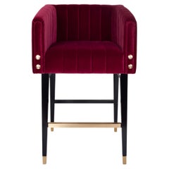 Set of 8 21st Century Leather Inglewood Wood Bar Chair by Porus Studio