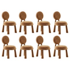 Set di 8 sedie Mouline del XXI secolo in velluto arancione di Atelier A, fatte a mano