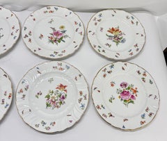 Set of 8 (+3) Antique Herend Style Porcelain Butterfly & Floral Dinner Plates