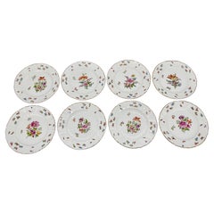 Set of 8 (+3) Antique Herend Style Porcelain Butterfly & Floral Dinner Plates