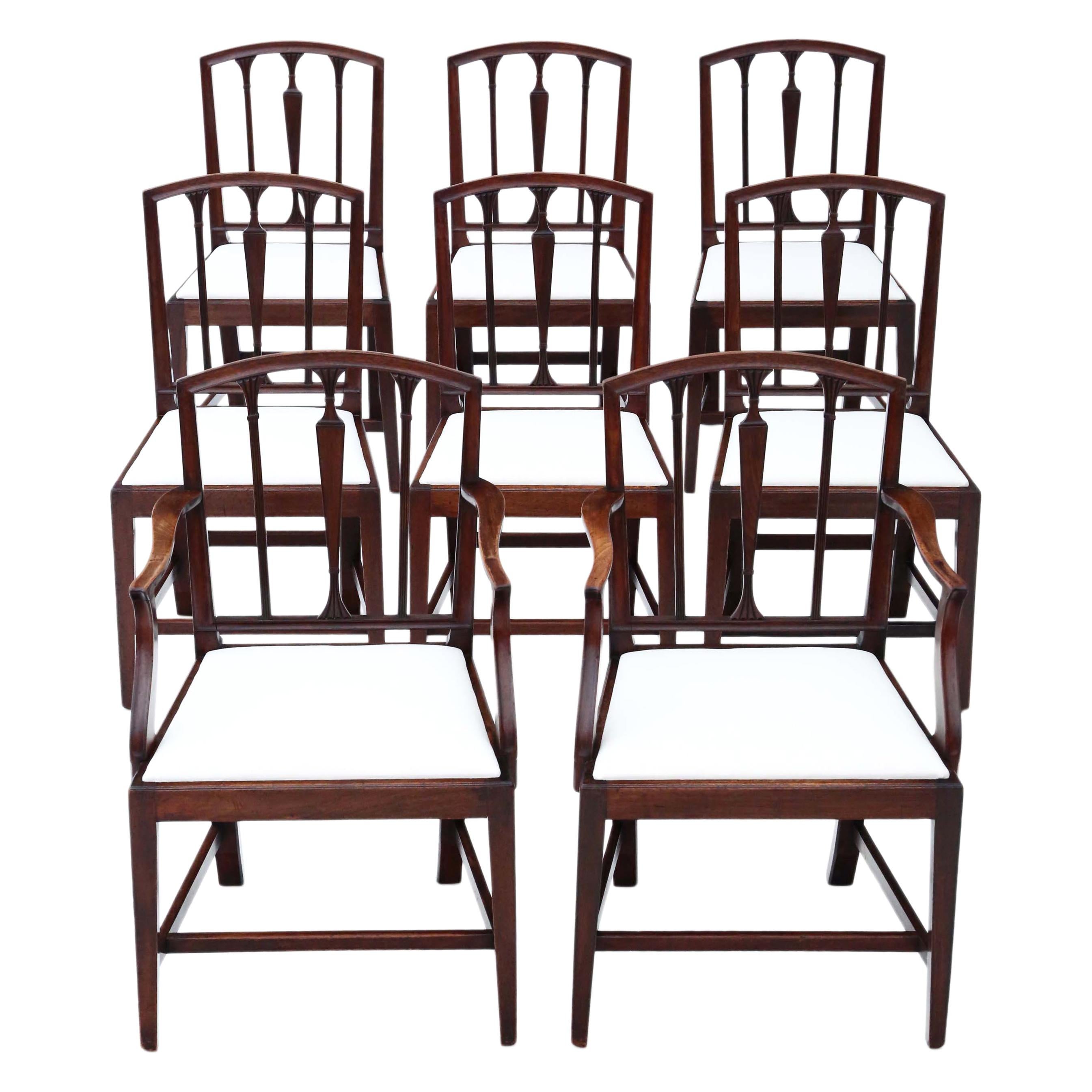 Set of 8 ‘6+2)’ Georgian Mahogany Dining Chairs