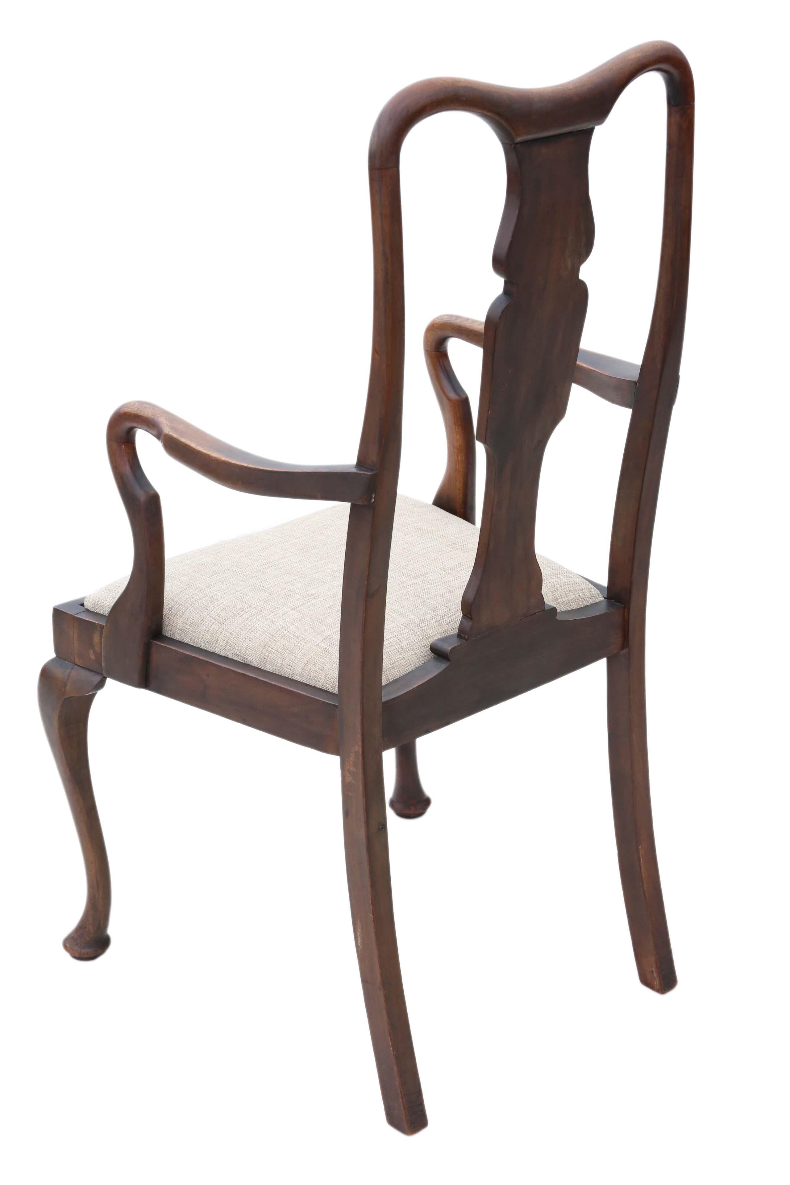 Early 20th Century Set of 8 '6+2' Mahogany Queen Anne Revival Dining Chairs