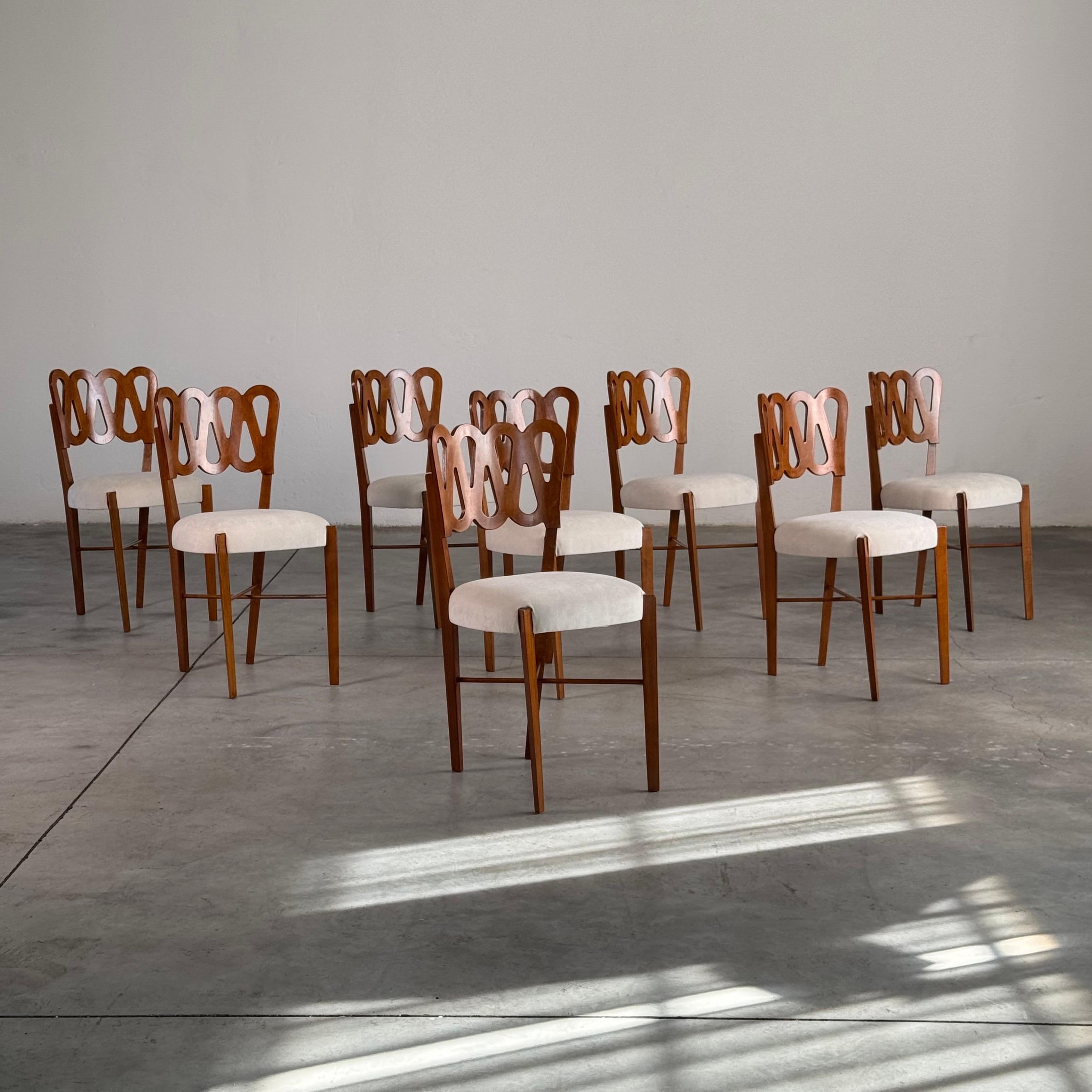 Satz von 8 Volutenstühlen "969" für die VI. Triennale von Gio Ponti, Montina, 1970er Jahre im Angebot