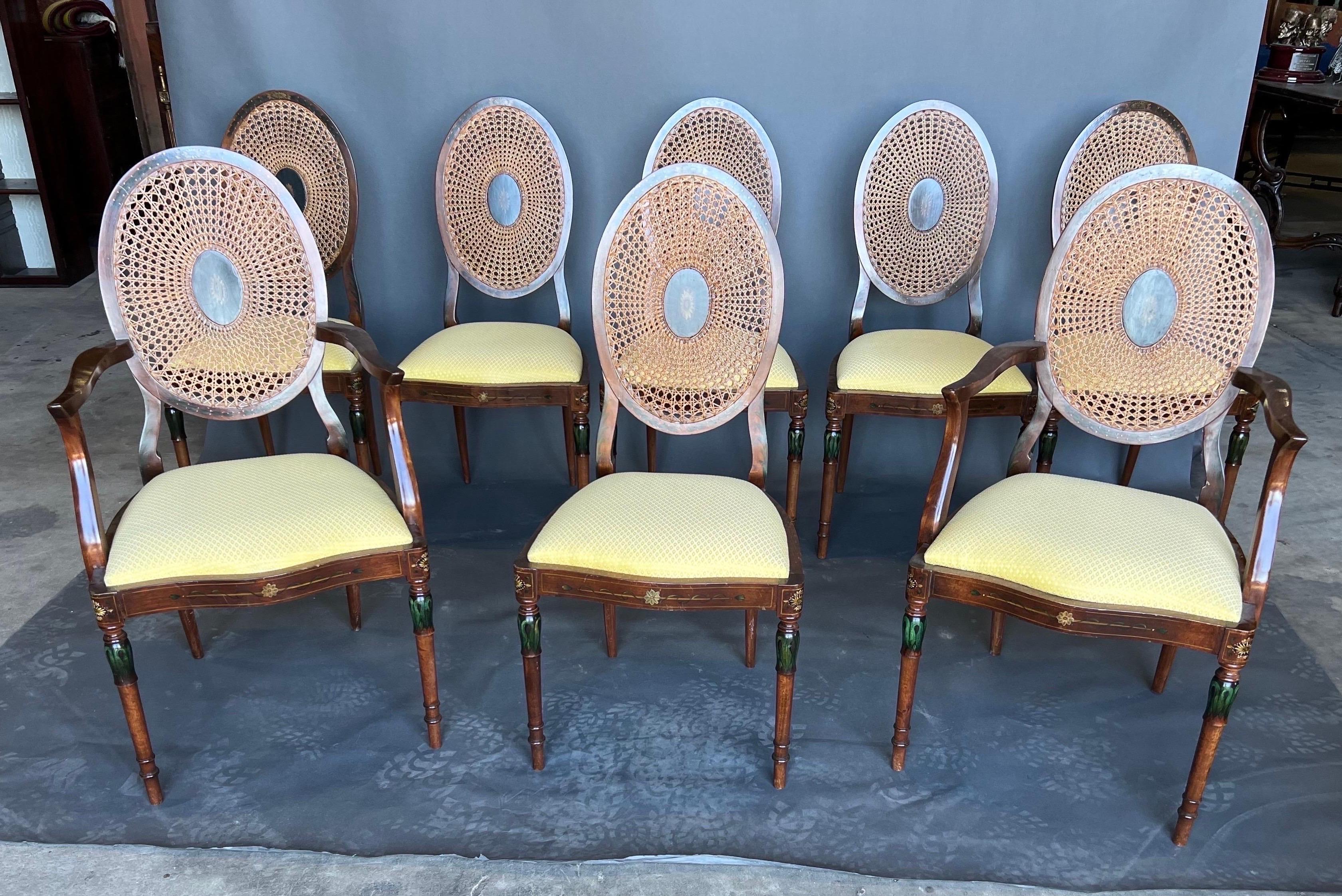 painted cane back dining chairs