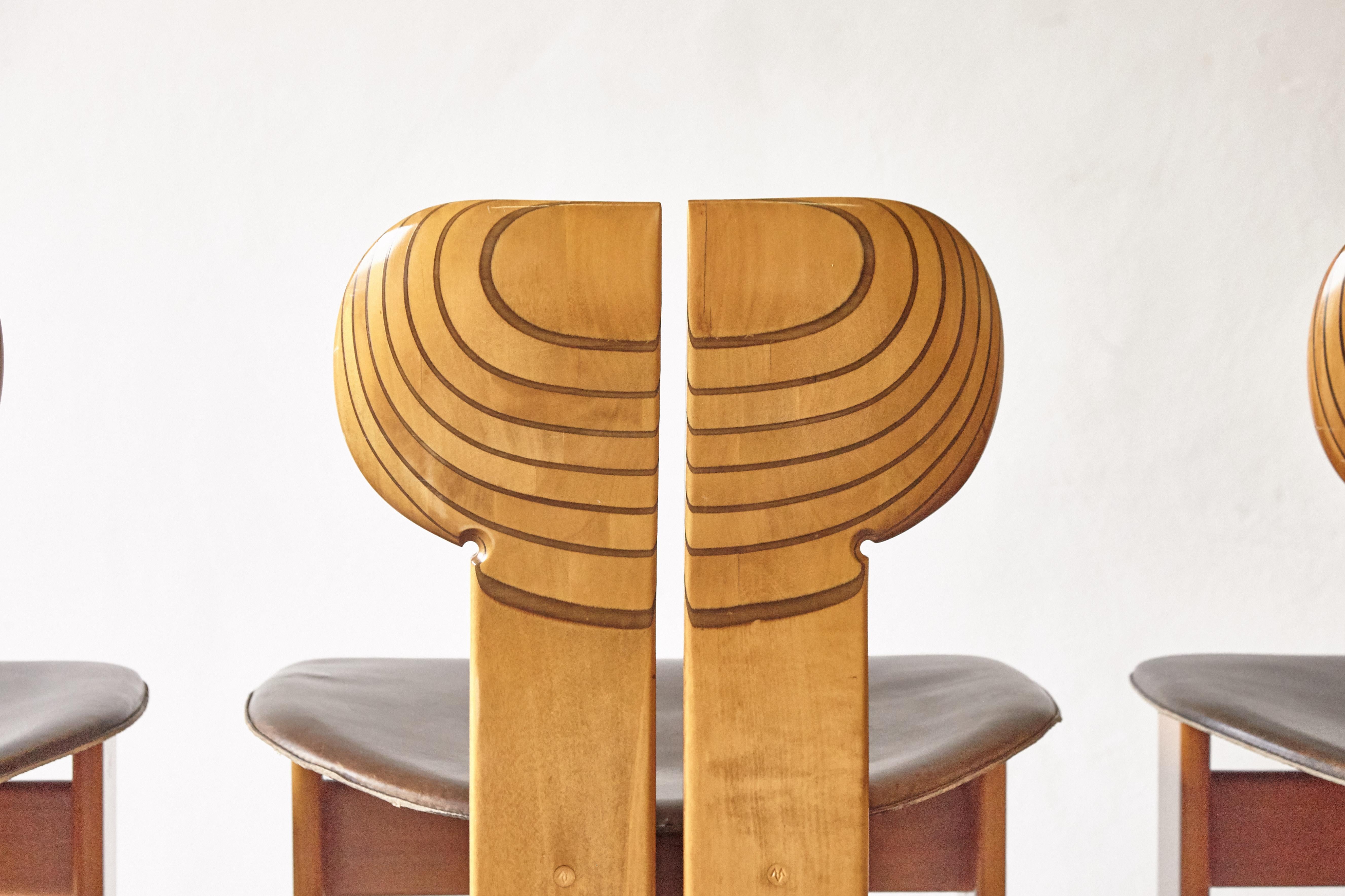Set of 8 Africa Chairs, Afra & Tobia Scarpa, Maxalto Artona Series, Italy, 1970s 3
