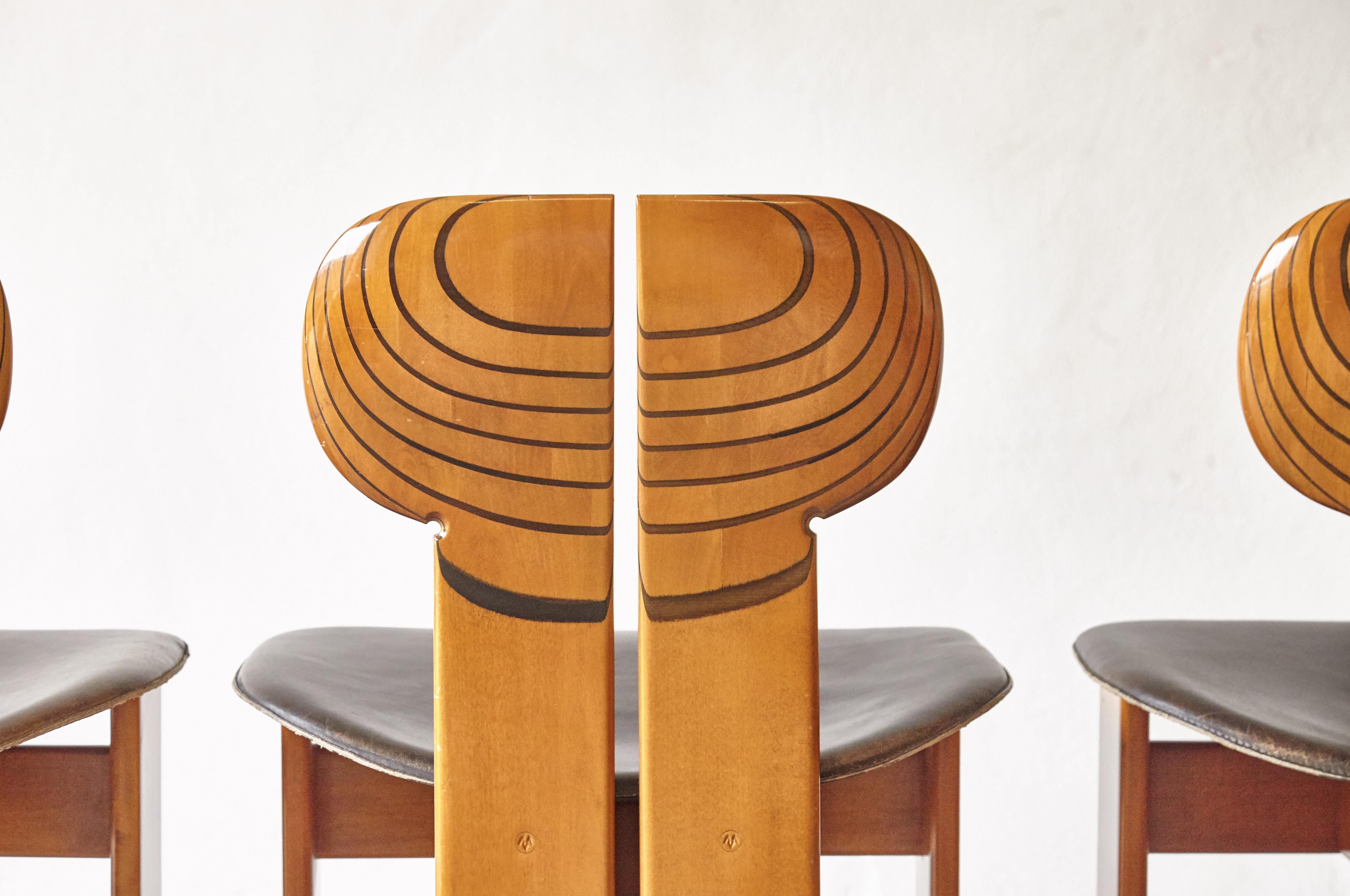 Set of 8 Africa Chairs, Afra & Tobia Scarpa, Maxalto Artona Series, Italy, 1970s 11