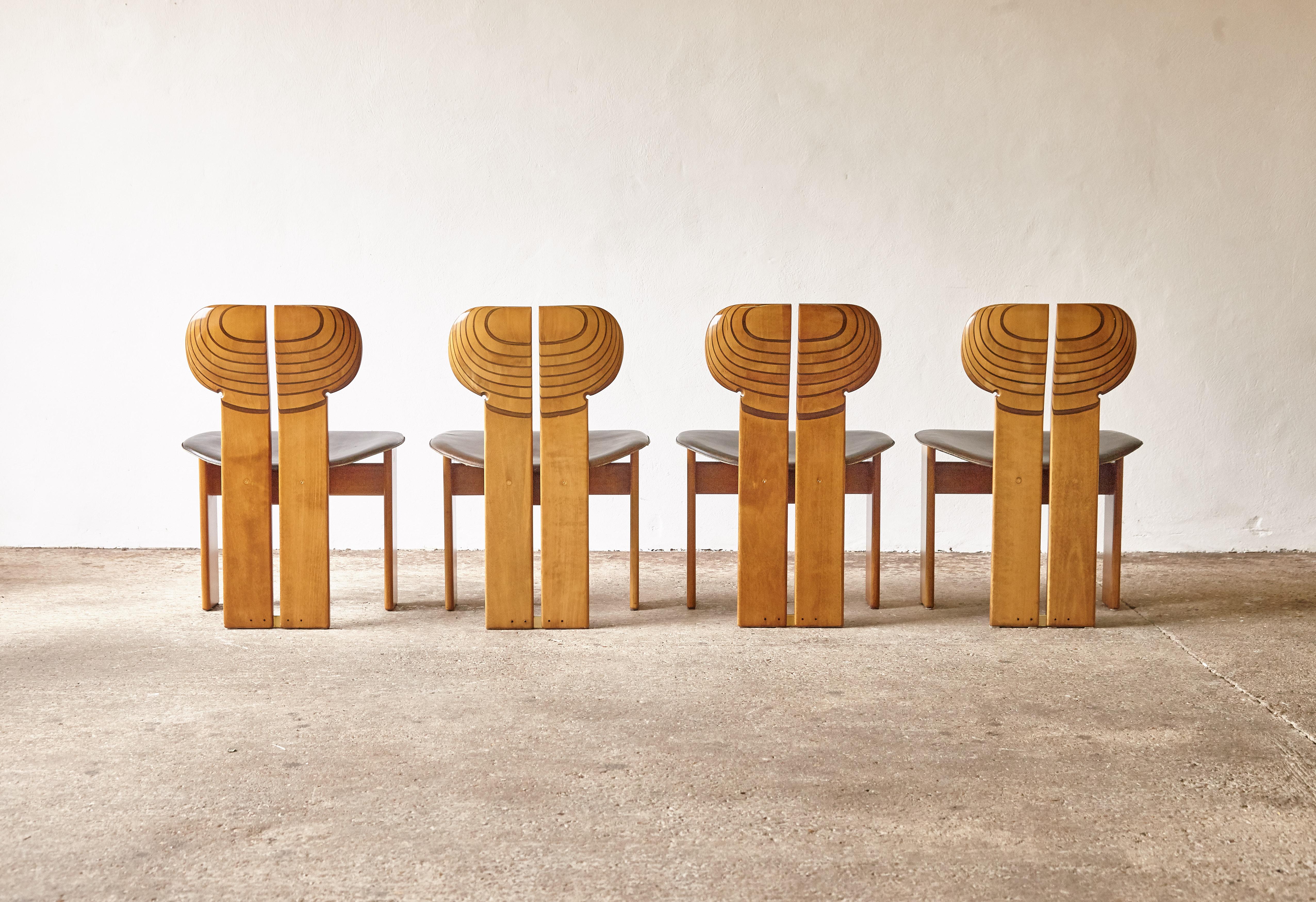 Mid-Century Modern Set of 8 Africa Chairs, Afra & Tobia Scarpa, Maxalto Artona Series, Italy, 1970s