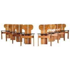 Set of 8 Africa Chairs, Afra & Tobia Scarpa, Maxalto Artona Series, Italy, 1970s