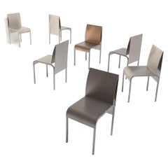 Set of 8 Aluminum Dining Chairs, Belgium 1980s