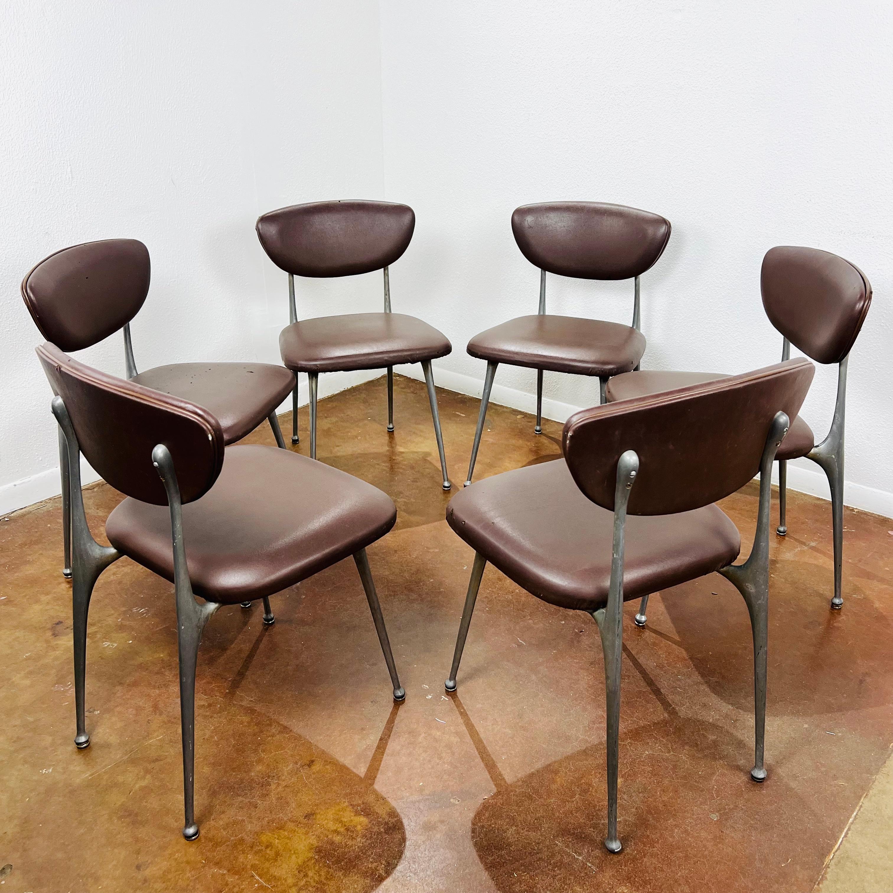 Mid-Century Modern Set of 8 Aluminum Gazelle Chairs by Shelby Williams