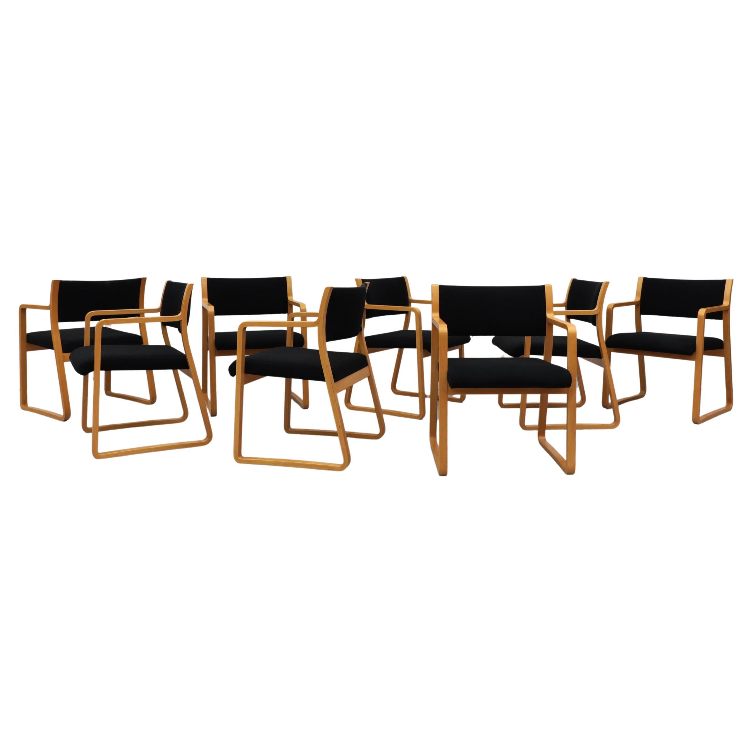 Set of 8 Alvar Aalto Style Danish Chairs