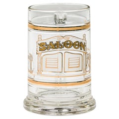 Set of 8 American Mid-Century Glass Beer Mugs with Gold Trim Set of 8 American Mid-Century Glass Beer Mugs with Gold Trim