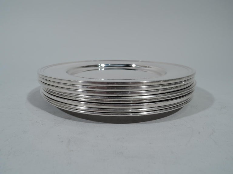 Set of 8 American Modern Sterling Silver Bread and Butter Plates For Sale at 1stDibs