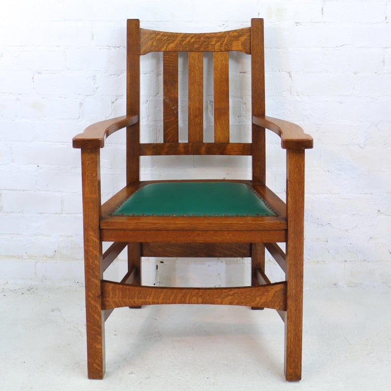 Set of 8 American Stickley Arts and Crafts Mission Oak Dining Chairs, circa 1900 at 1stDibs