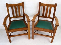 Set of 8 American Stickley Arts & Crafts Mission Oak Dining Chairs, circa 1900