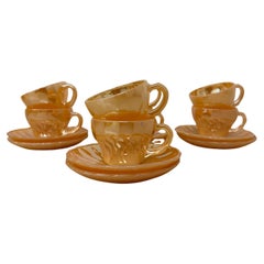 Set von 8 Ankern und flackerndem Feuerkönig  Peach Lustre Laurel Tassen und Teller