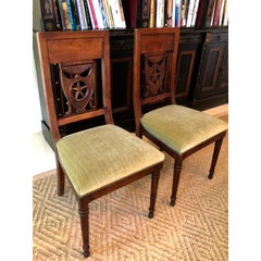 Set of 8 Antique 19th Century Italian Star & Shield Back Dining Chairs