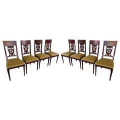 Set of 8 Antique 19th Century Italian Star & Shield Back Dining Chairs