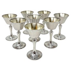 Set di 8 antiche cordiali d'argento americano "Whiting" del 1920 con marchio di garanzia.