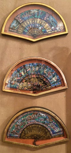 Set of 8 Antique 19th Century Japanese Hand Painted Fans