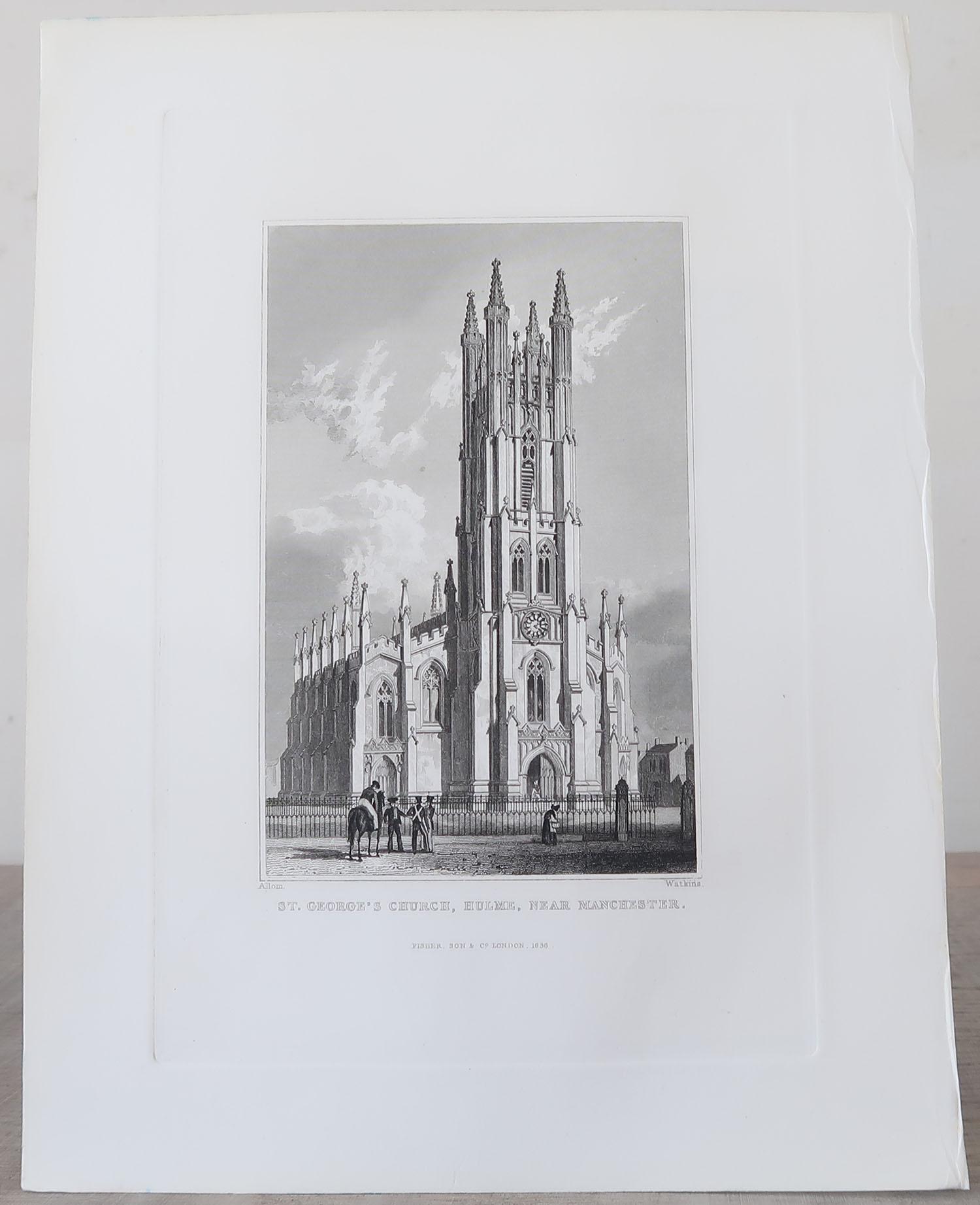 Mid-19th Century Set of 8 Antique Architectural Prints of English Churches, 1836