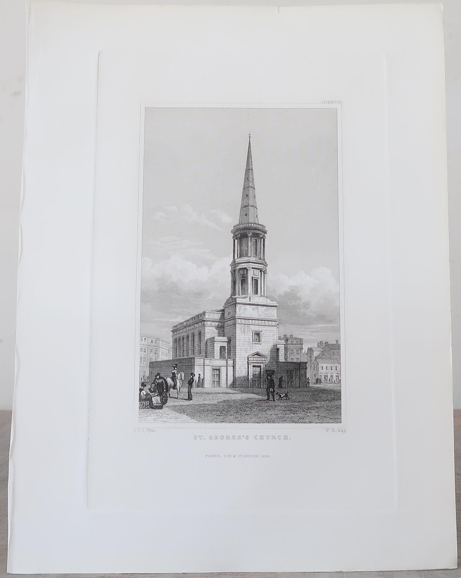Paper Set of 8 Antique Architectural Prints of English Churches, 1836