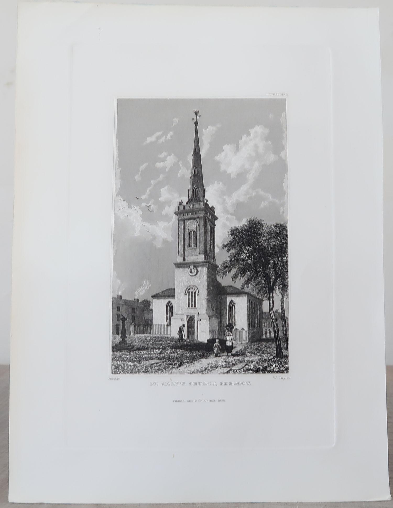 Set of 8 Antique Architectural Prints of English Churches, 1836 1