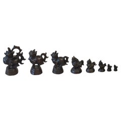 Set of 8 Antique Burmese Dragon Bronze Opium Weights