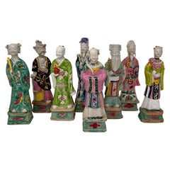 Set of 8 Antique Chinese Export Porcelain Immortals, Circa 1900-1910. Set of 8 Antique Chinese Export Porcelain Immortals, Circa 1900-1910.
