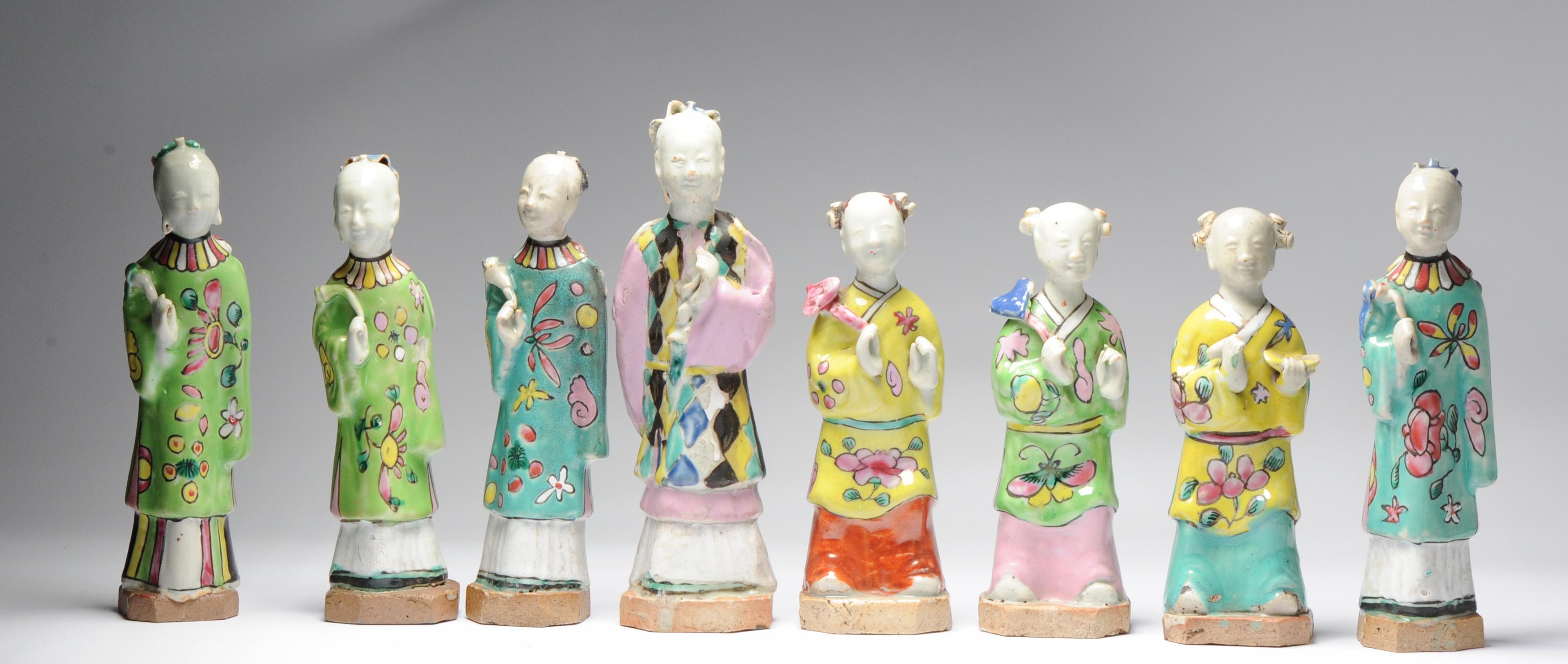 Qing Set of 8# Antique Chinese Statue Porcelain Figures Qianlong/Jiaqing Period