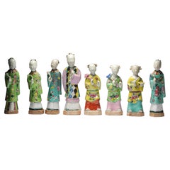 Set of 8# Antique Chinese Statue Porcelain Figures Qianlong/Jiaqing Period