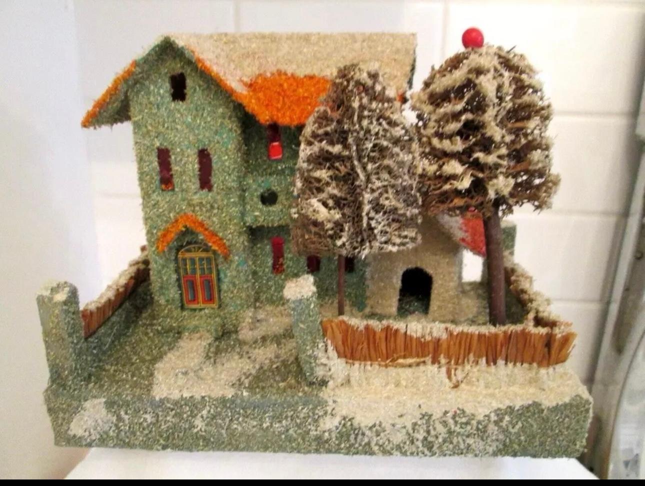 Set of 8 Antique Christmas Putz Houses, , Christmas Decorations For Sale 1