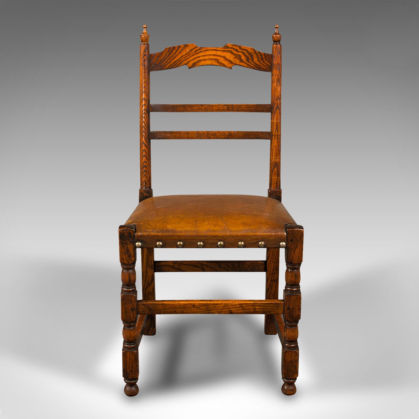 Set of 8 Antique Dining Chairs, English, Oak, Carver, Seat, Edwardian, C.1910 In Good Condition In Hele, Devon, GB