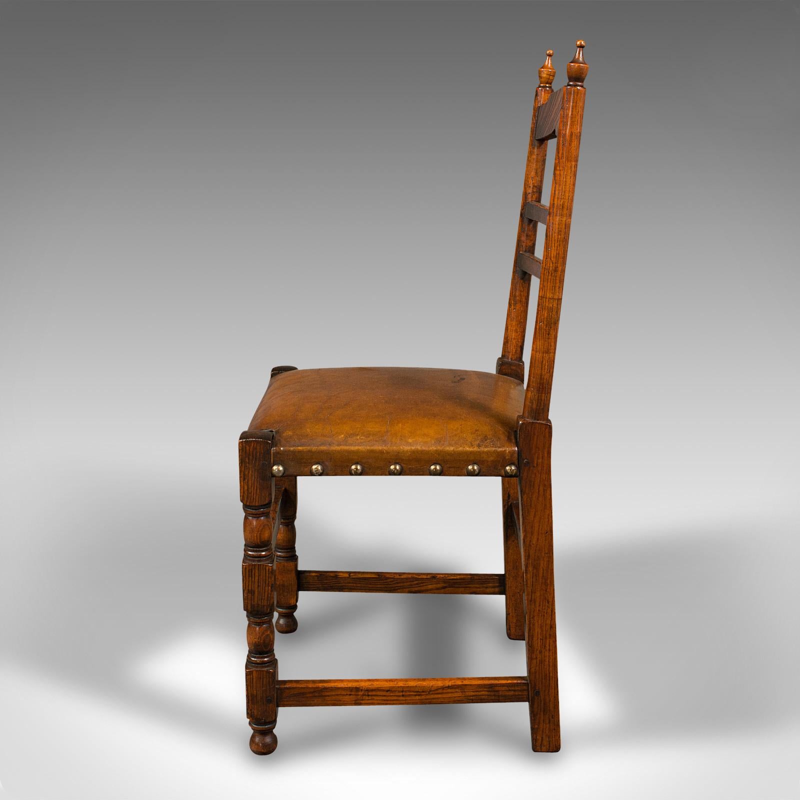 Set of 8 Antique Dining Chairs, English, Oak, Carver, Seat, Edwardian, C.1910 1