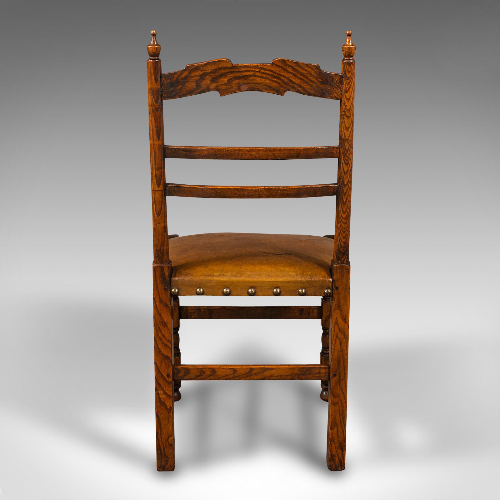 Set of 8 Antique Dining Chairs, English, Oak, Carver, Seat, Edwardian, C.1910 2