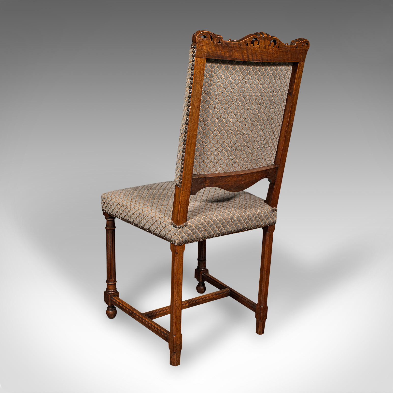 20th Century Set of 8 Antique Dining Chairs, English, Walnut, Carver, Seat, Edwardian, c.1910 For Sale