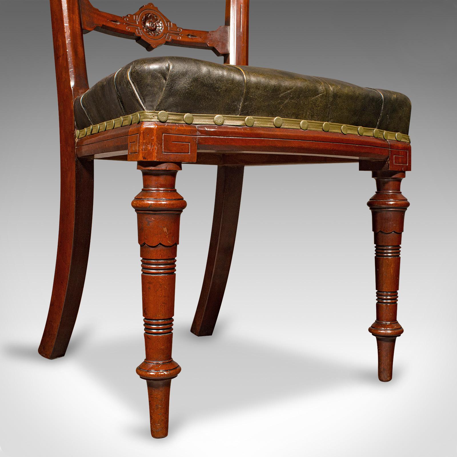 Set of 8 Antique Dining Chairs, English, Walnut, Leather, Victorian, Circa 1870 For Sale 7