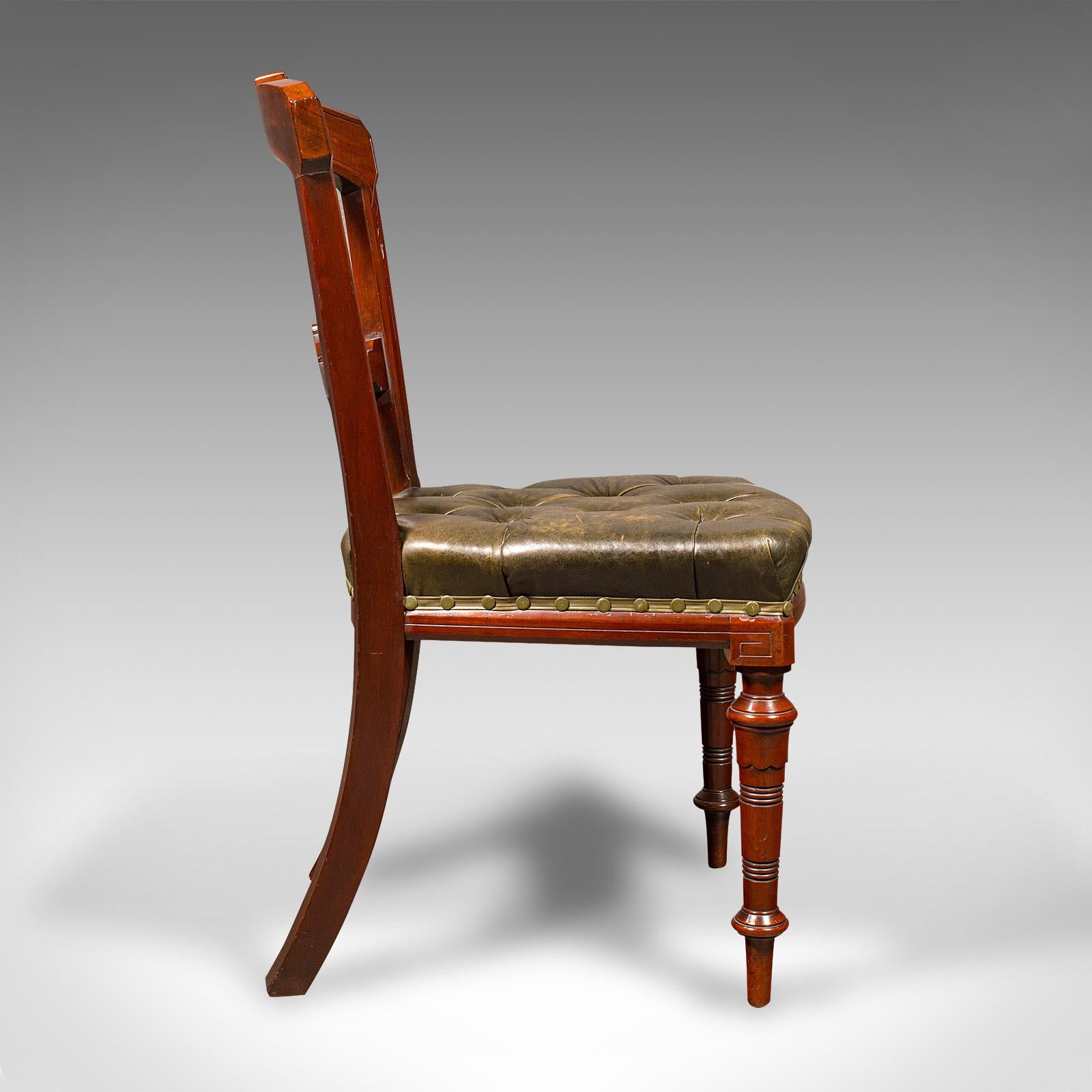 British Set of 8 Antique Dining Chairs, English, Walnut, Leather, Victorian, Circa 1870 For Sale