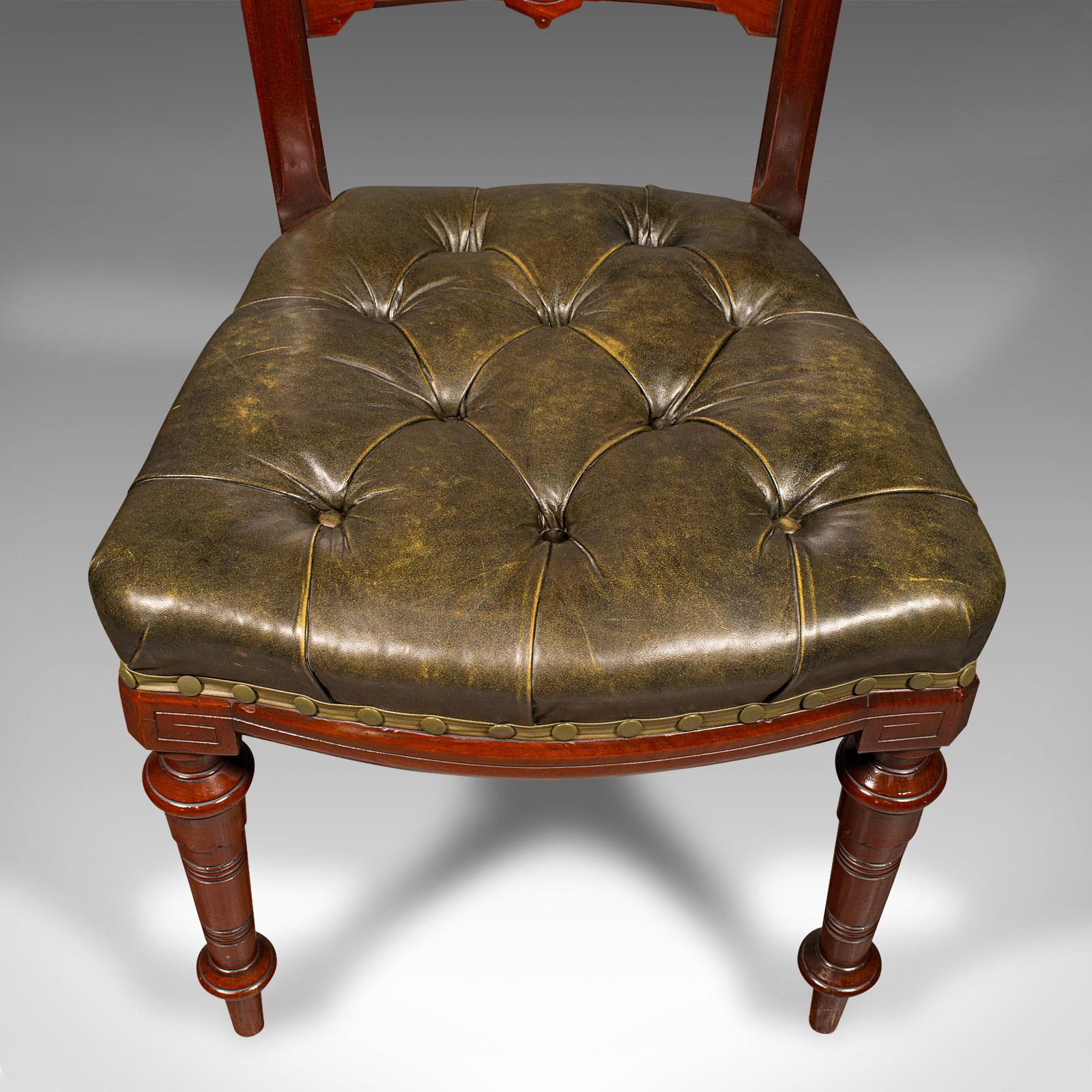 Set of 8 Antique Dining Chairs, English, Walnut, Leather, Victorian, Circa 1870 For Sale 2