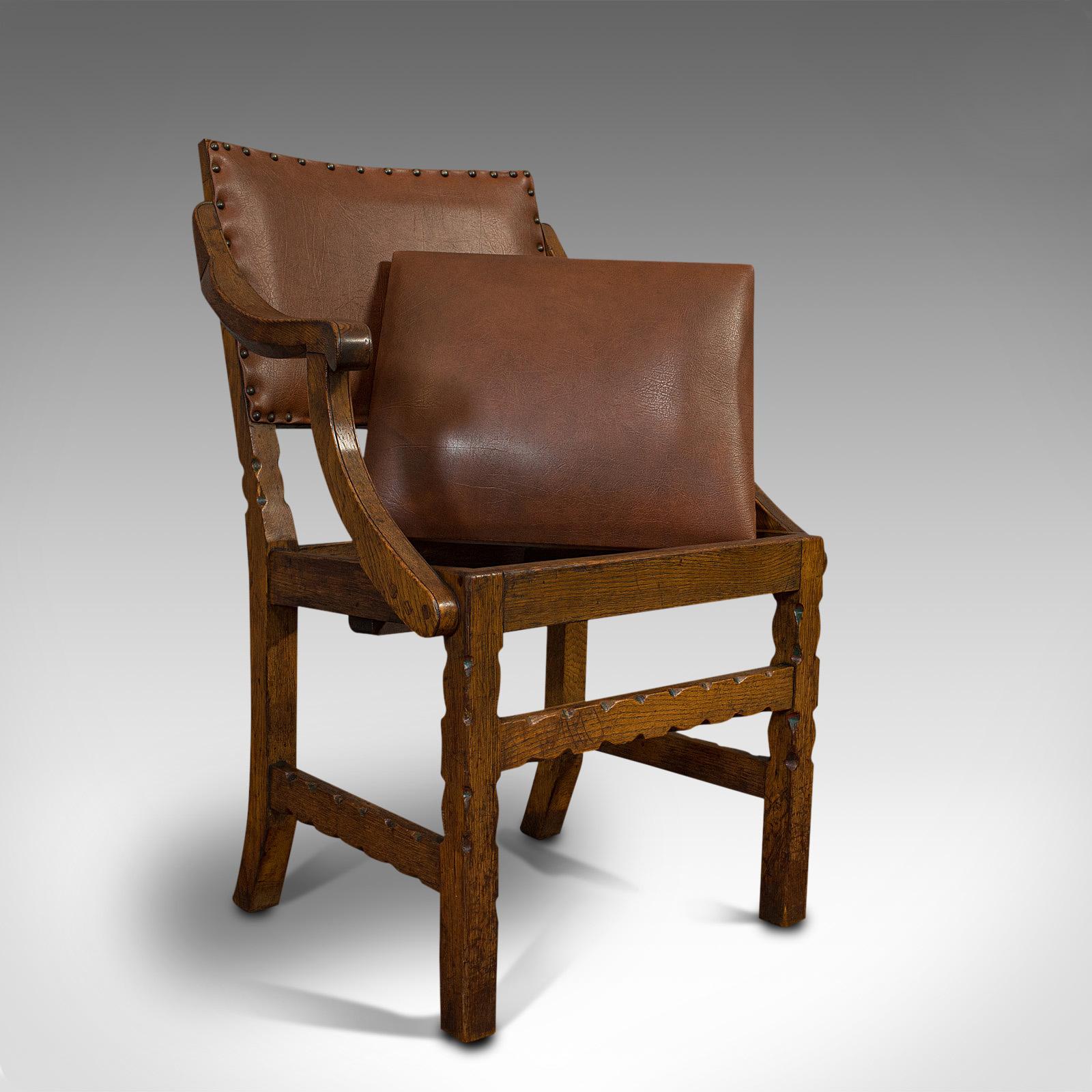 Set of 8, Antique Dining Chairs, Oak, Seat, Arts & Crafts, Hamptons, Edwardian 3