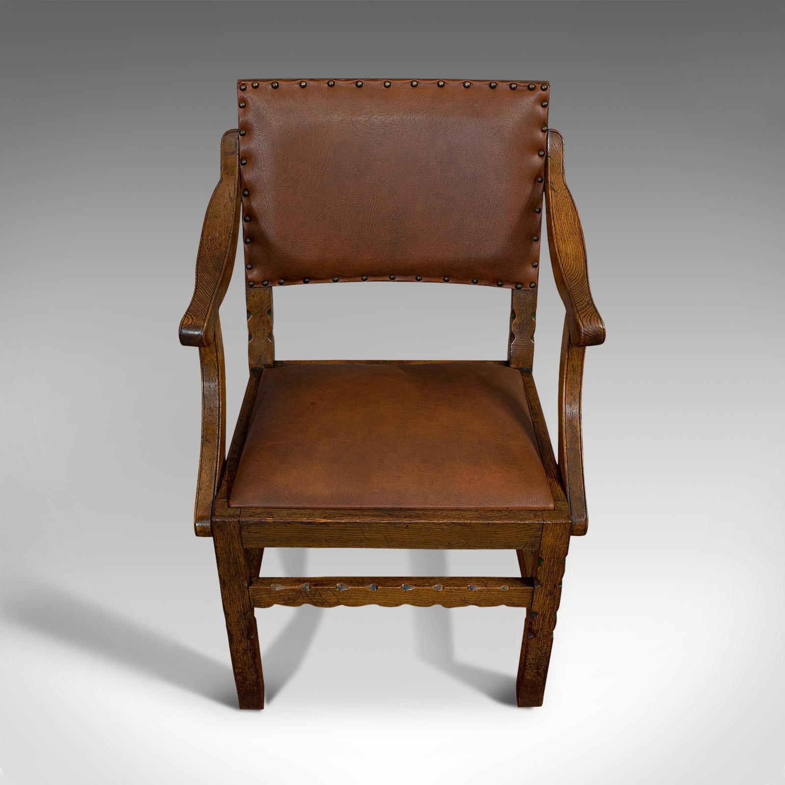 20th Century Set of 8, Antique Dining Chairs, Oak, Seat, Arts & Crafts, Hamptons, Edwardian