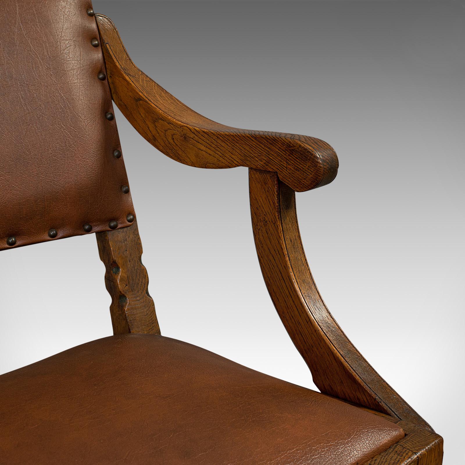 Set of 8, Antique Dining Chairs, Oak, Seat, Arts & Crafts, Hamptons, Edwardian 1