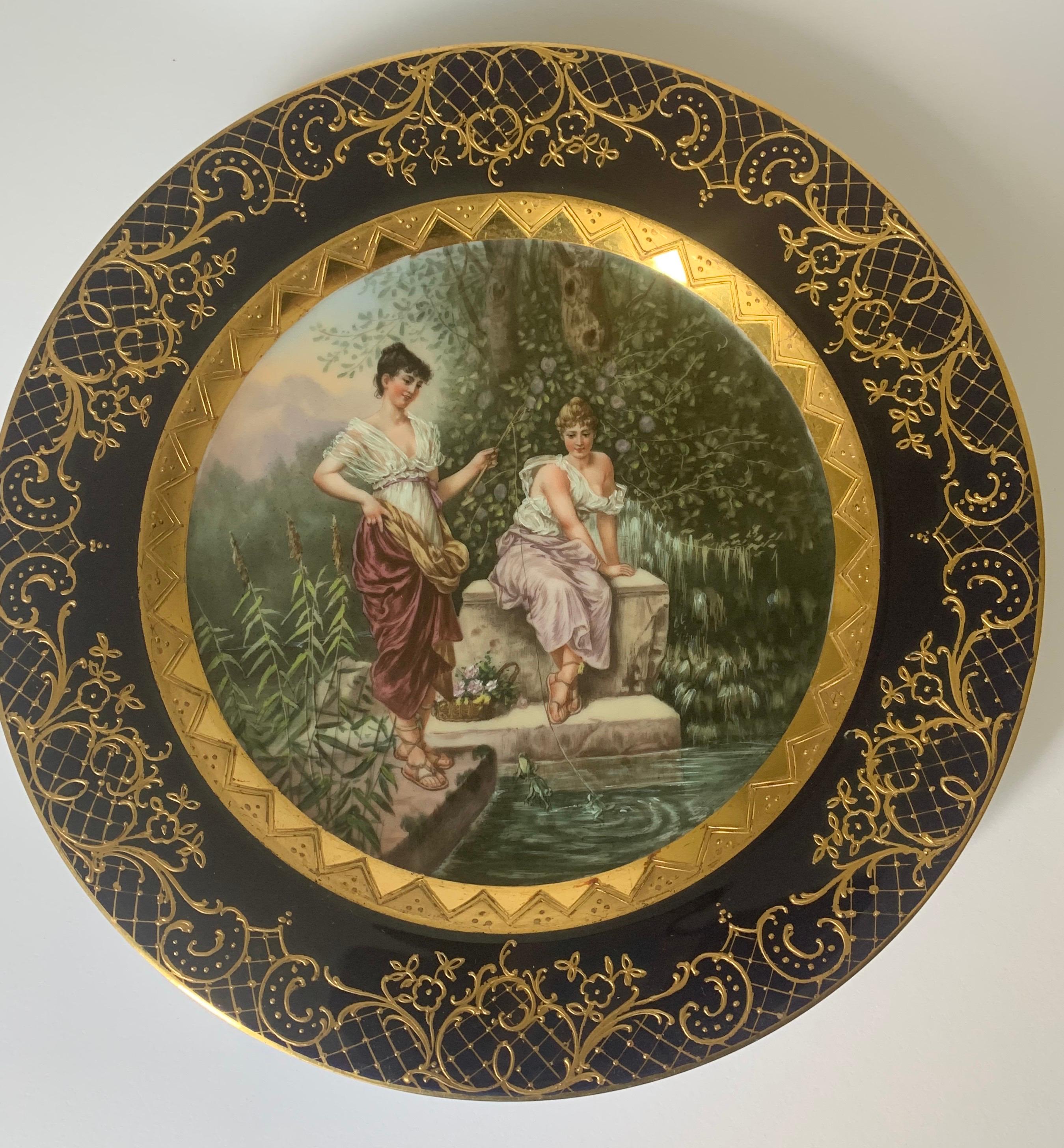 German Set of 8 Antique Dresden Cabinet Plates