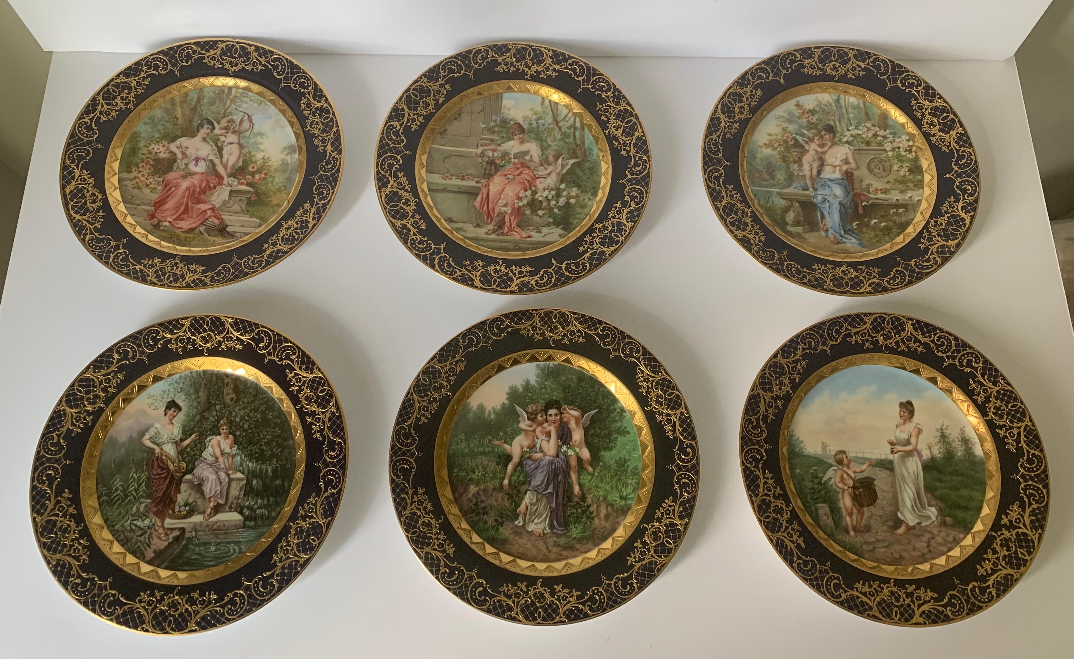 Set of 8 Antique Dresden Cabinet Plates 1